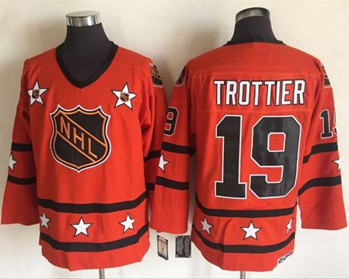 Penguins #19 Bryan Trottier Orange All Star CCM Throwback Stitched NHL Jersey